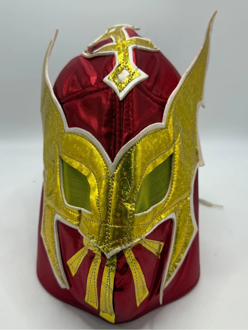 Mexican Lucha Libre Wrestling Mask Red Gold Luchador Costume Adult Lace Up